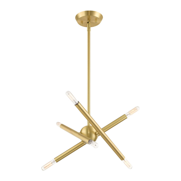 Six Light Chandelier from the Soho collection in Satin Brass finish