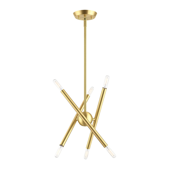 Six Light Chandelier from the Soho collection in Satin Brass finish