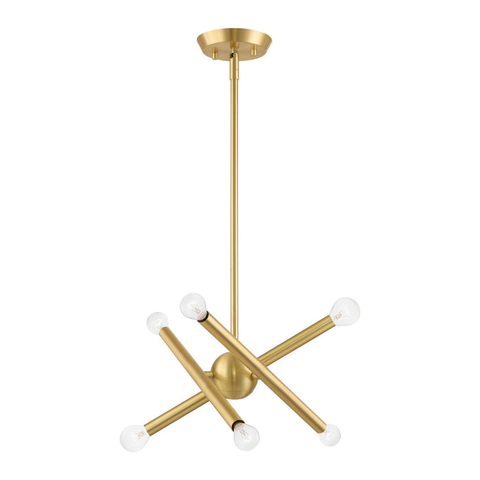 Six Light Chandelier from the Soho collection in Satin Brass finish
