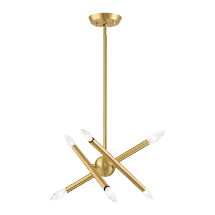 Six Light Chandelier from the Soho collection in Satin Brass finish