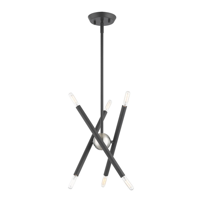 Six Light Chandelier from the Soho collection in Scandinavian Gray finish