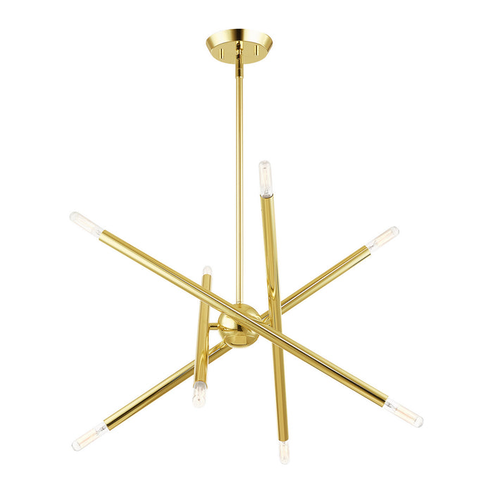 Eight Light Chandelier from the Soho collection in Polished Brass finish