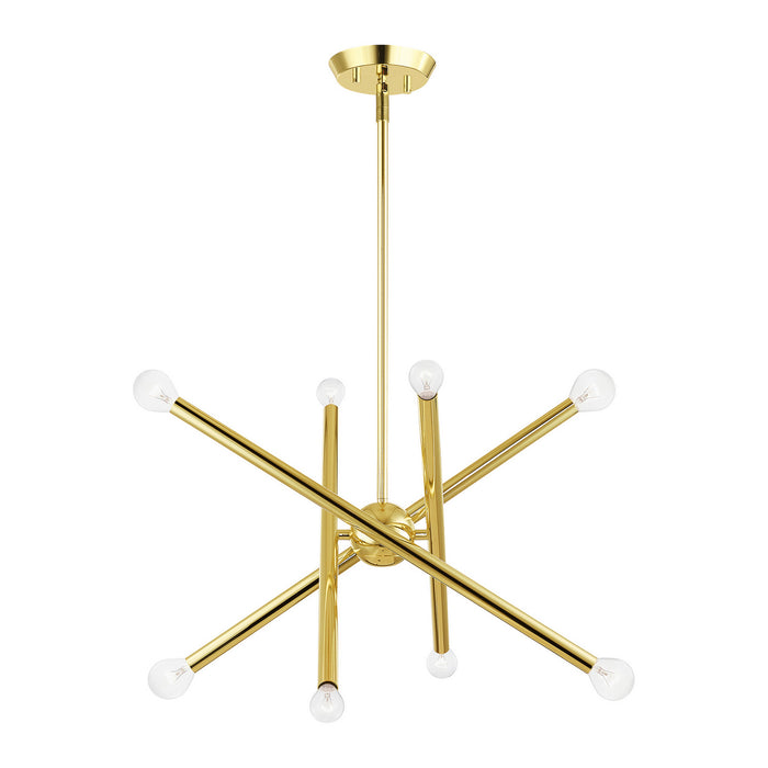 Eight Light Chandelier from the Soho collection in Polished Brass finish