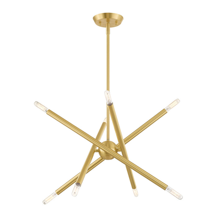 Eight Light Chandelier from the Soho collection in Satin Brass finish