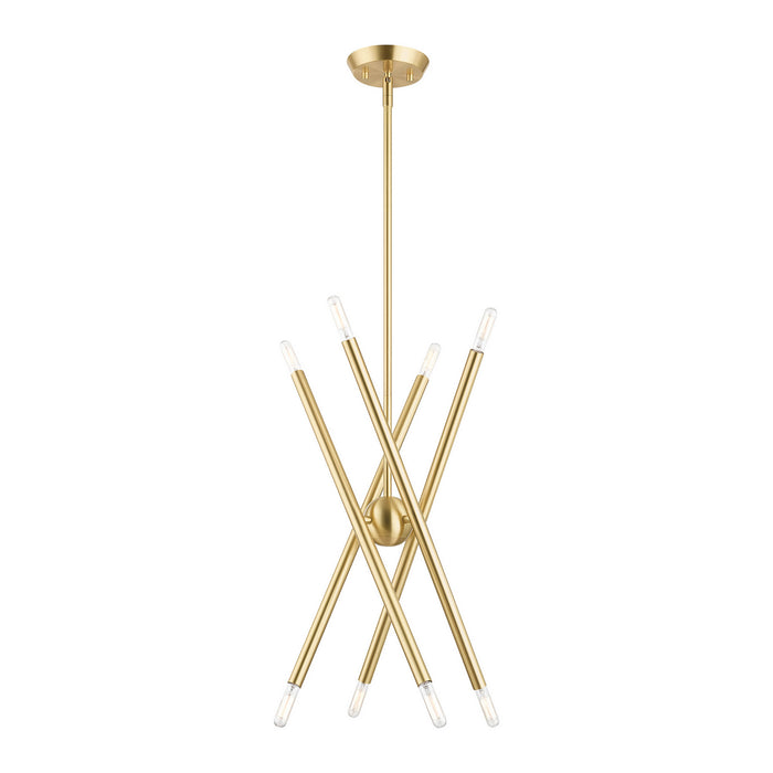 Eight Light Chandelier from the Soho collection in Satin Brass finish