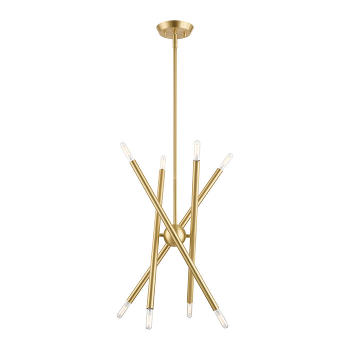 Eight Light Chandelier from the Soho collection in Satin Brass finish