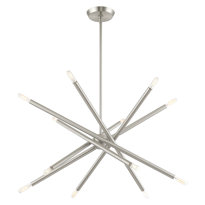 12 Light Chandelier from the Soho collection in Brushed Nickel finish