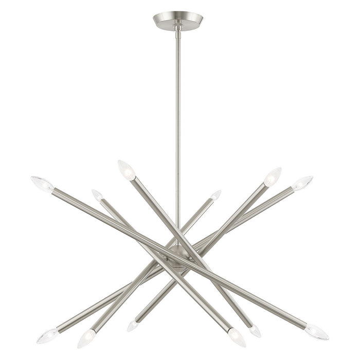 12 Light Chandelier from the Soho collection in Brushed Nickel finish