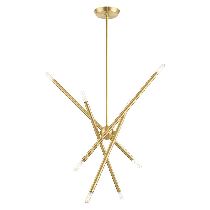 Eight Light Chandelier from the Soho collection in Satin Brass finish