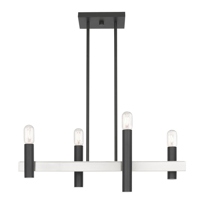 Four Light Chandelier from the Helsinki collection in Scandinavian Gray with Brushed Nickel Accents finish