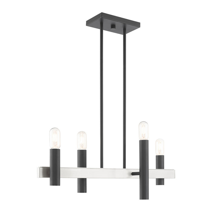 Four Light Chandelier from the Helsinki collection in Scandinavian Gray with Brushed Nickel Accents finish