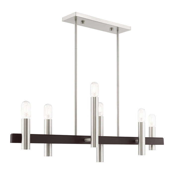 Six Light Chandelier from the Helsinki collection in Brushed Nickel with Bronze Accents finish