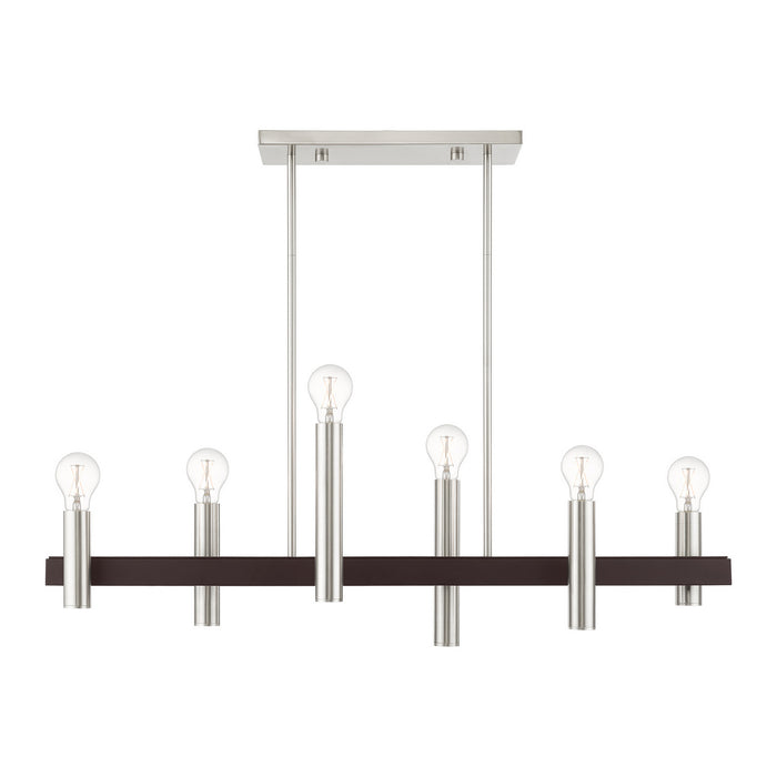 Six Light Chandelier from the Helsinki collection in Brushed Nickel with Bronze Accents finish