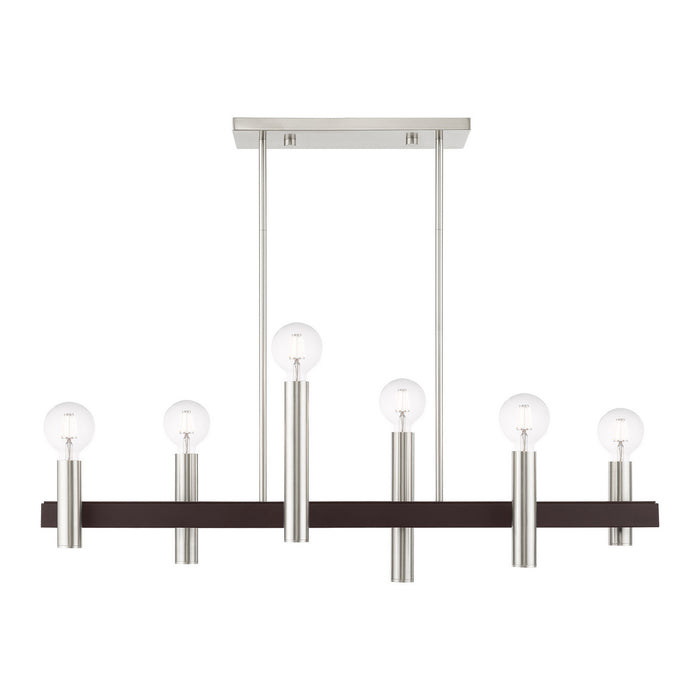 Six Light Chandelier from the Helsinki collection in Brushed Nickel with Bronze Accents finish
