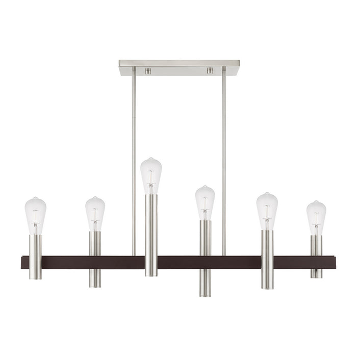Six Light Chandelier from the Helsinki collection in Brushed Nickel with Bronze Accents finish