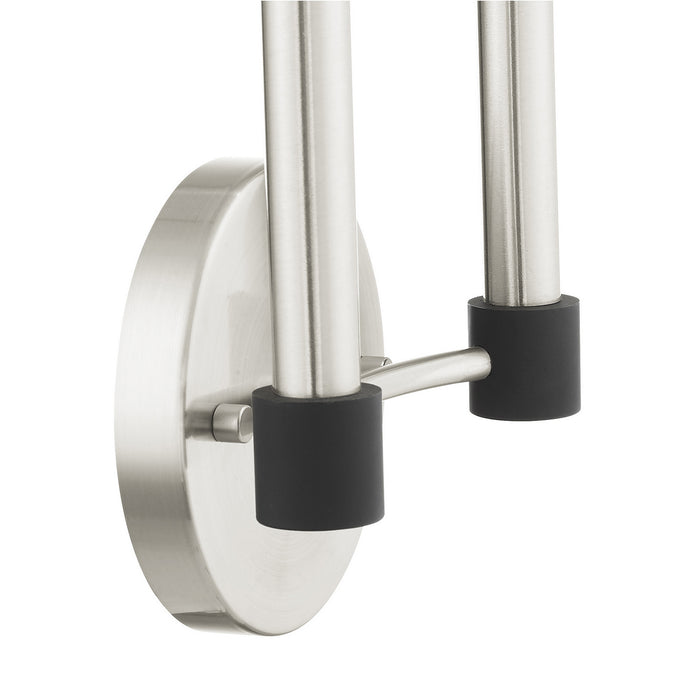 Two Light Wall Sconce from the Karlstad collection in Brushed Nickel with Satin Brass Accents finish