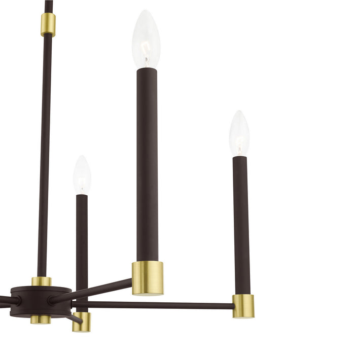 Five Light Chandelier from the Karlstad collection in Bronze with Satin Brass Accents finish
