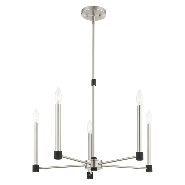 Five Light Chandelier from the Karlstad collection in Brushed Nickel with Satin Brass Accents finish