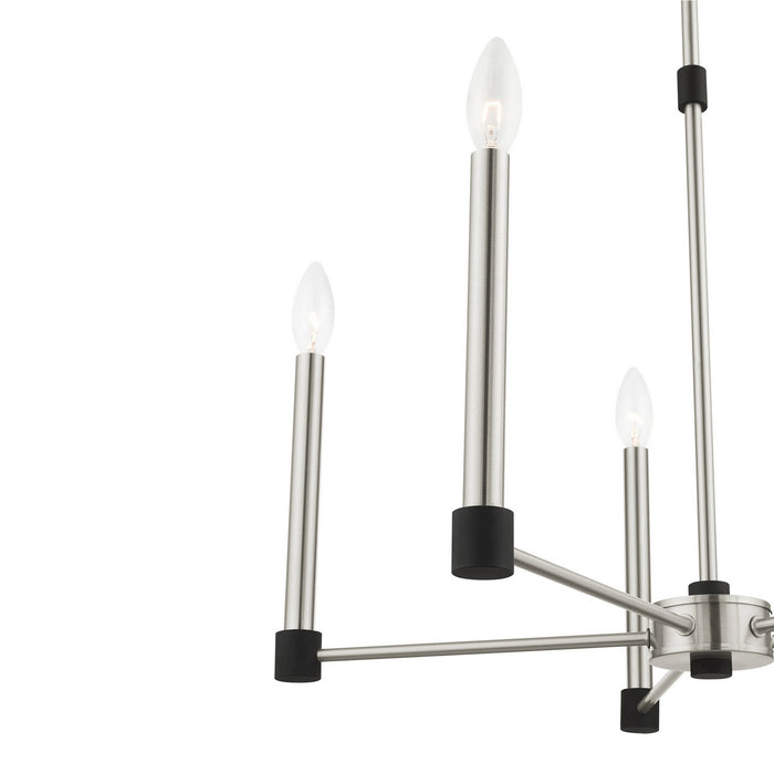 Five Light Chandelier from the Karlstad collection in Brushed Nickel with Satin Brass Accents finish
