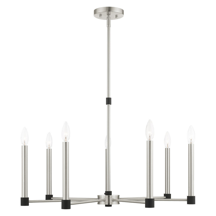 Seven Light Chandelier from the Karlstad collection in Brushed Nickel with Satin Brass Accents finish