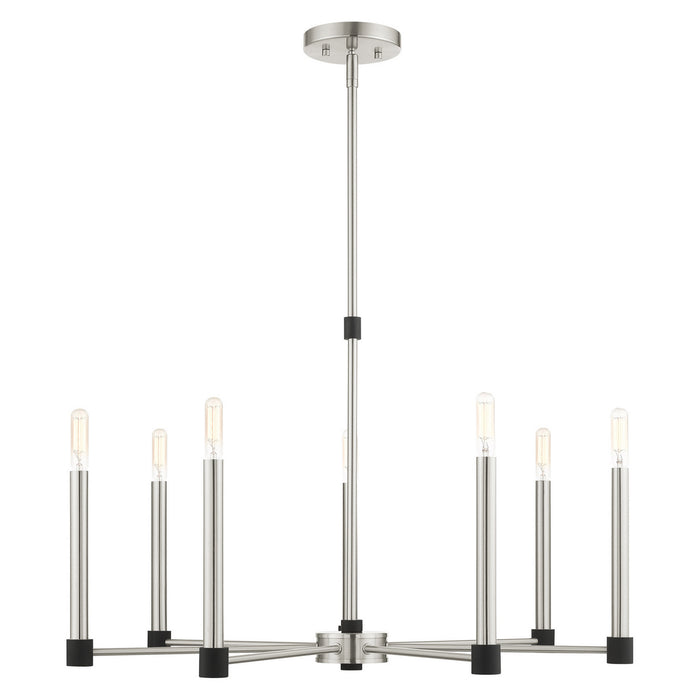 Seven Light Chandelier from the Karlstad collection in Brushed Nickel with Satin Brass Accents finish