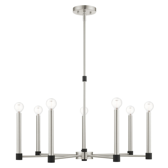 Seven Light Chandelier from the Karlstad collection in Brushed Nickel with Satin Brass Accents finish