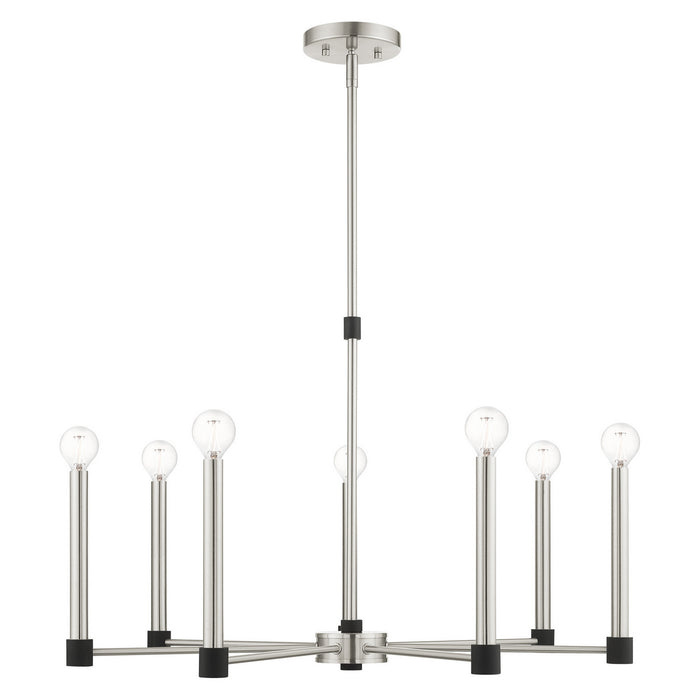 Seven Light Chandelier from the Karlstad collection in Brushed Nickel with Satin Brass Accents finish