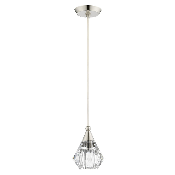 One Light Pendant from the Brussels collection in Polished Nickel finish