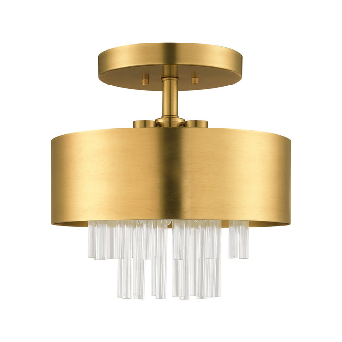 Three Light Semi Flush Mount from the Orenburg collection in Natural Brass finish
