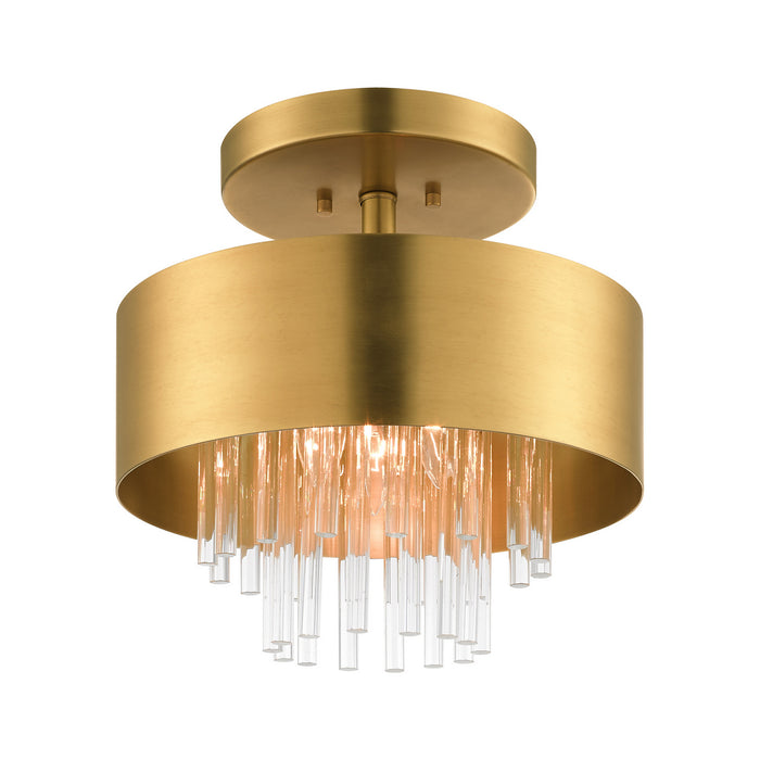 Three Light Semi Flush Mount from the Orenburg collection in Natural Brass finish