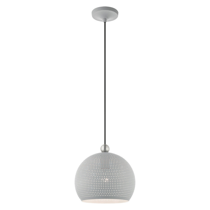 One Light Pendant from the Dublin collection in Nordic Gray with Brushed Nickel Accents finish