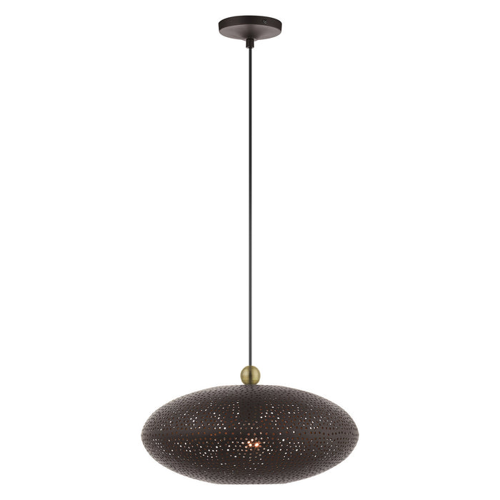 One Light Pendant from the Dublin collection in Bronze with Antique Brass Accents finish