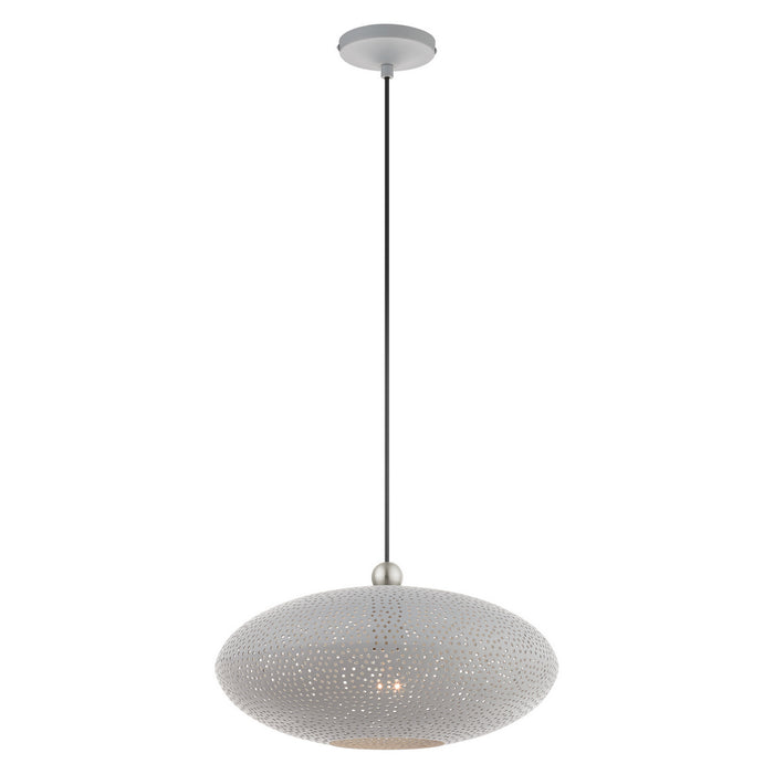 One Light Pendant from the Dublin collection in Nordic Gray with Brushed Nickel Accents finish