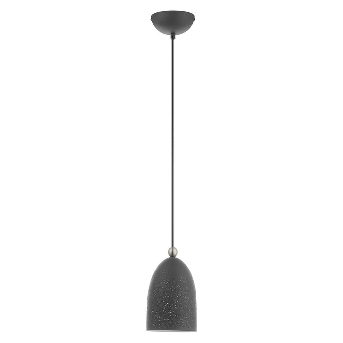 One Light Pendant from the Arlington collection in Scandinavian Gray with Brushed Nickel Accents finish