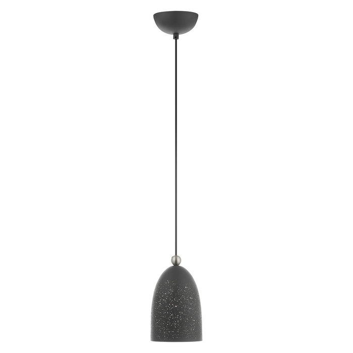 One Light Pendant from the Arlington collection in Scandinavian Gray with Brushed Nickel Accents finish