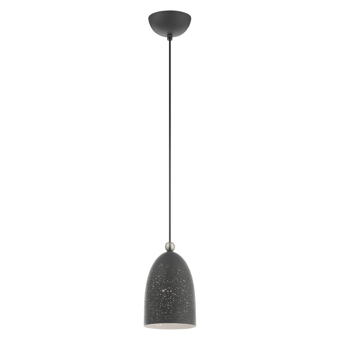 One Light Pendant from the Arlington collection in Scandinavian Gray with Brushed Nickel Accents finish