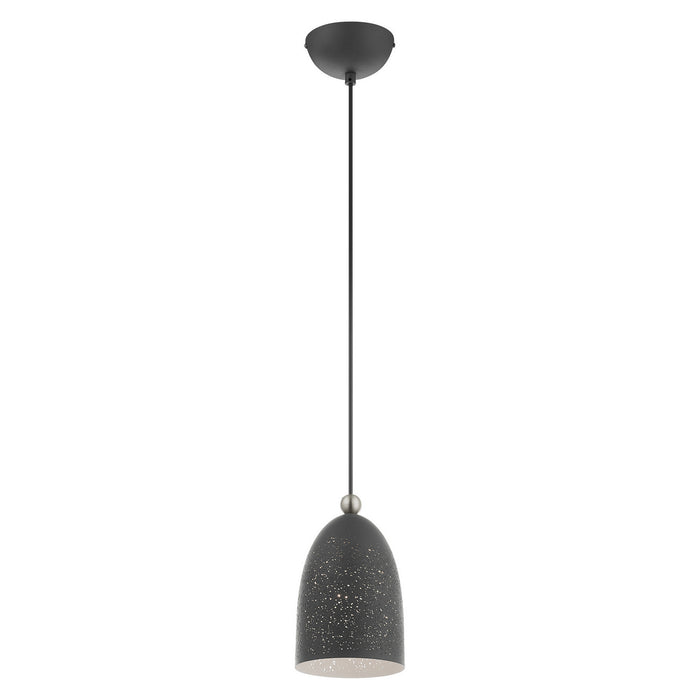One Light Pendant from the Arlington collection in Scandinavian Gray with Brushed Nickel Accents finish