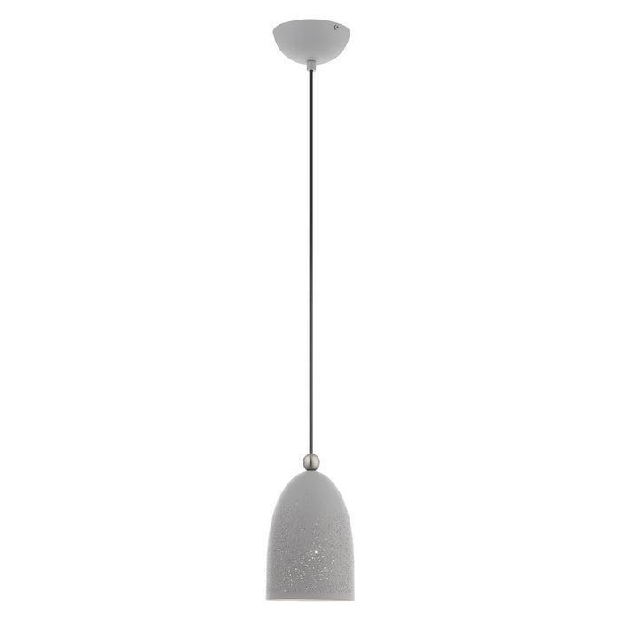 One Light Pendant from the Arlington collection in Nordic Gray with Brushed Nickel Accents finish