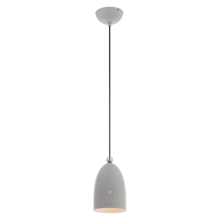 One Light Pendant from the Arlington collection in Nordic Gray with Brushed Nickel Accents finish
