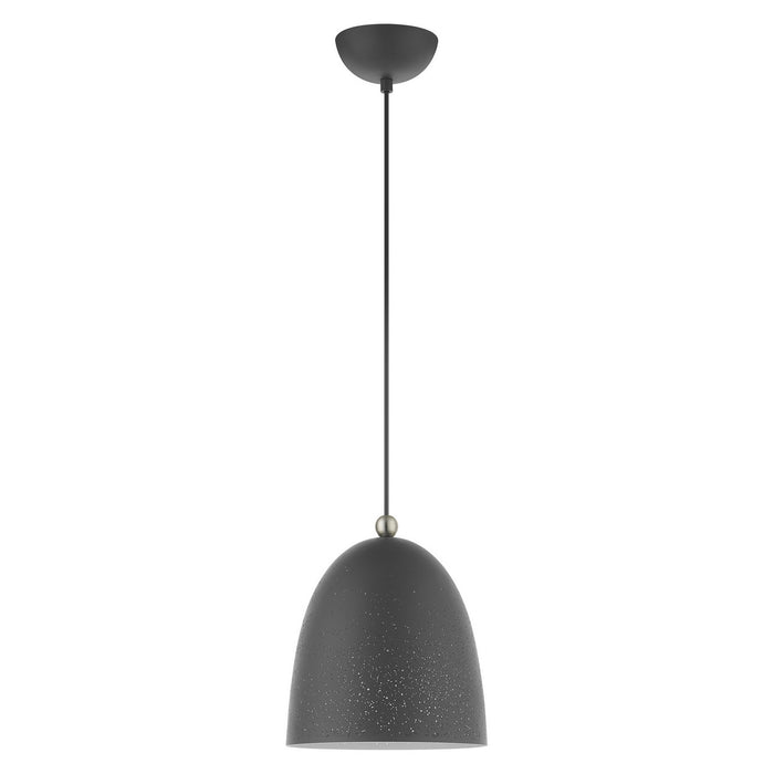One Light Pendant from the Arlington collection in Scandinavian Gray with Brushed Nickel Accents finish