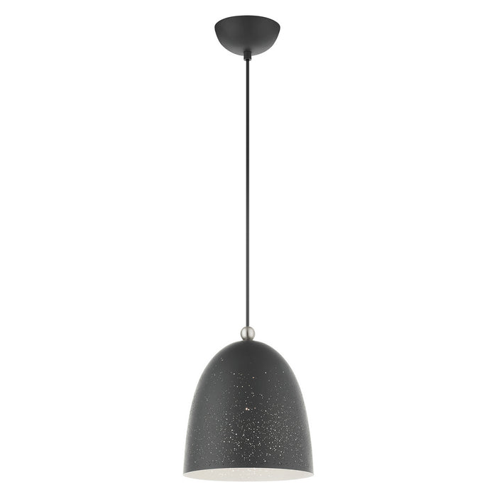 One Light Pendant from the Arlington collection in Scandinavian Gray with Brushed Nickel Accents finish