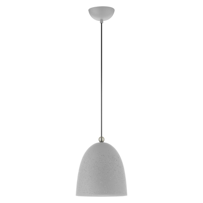 One Light Pendant from the Arlington collection in Nordic Gray with Brushed Nickel Accents finish