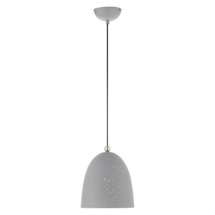 One Light Pendant from the Arlington collection in Nordic Gray with Brushed Nickel Accents finish