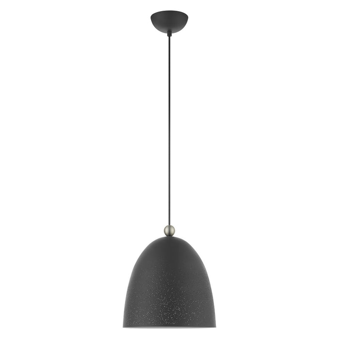 One Light Pendant from the Arlington collection in Scandinavian Gray with Brushed Nickel Accents finish