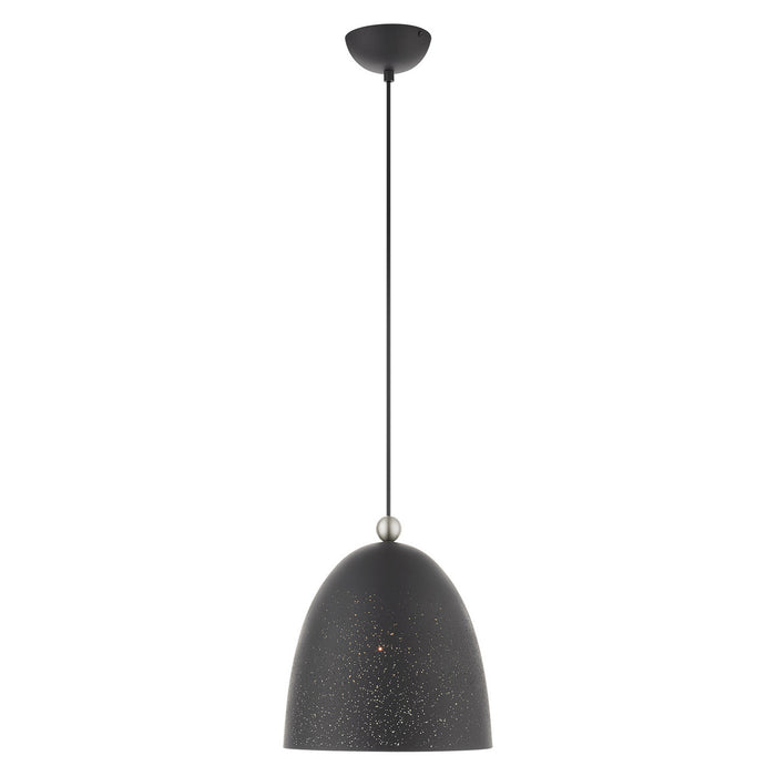 One Light Pendant from the Arlington collection in Scandinavian Gray with Brushed Nickel Accents finish