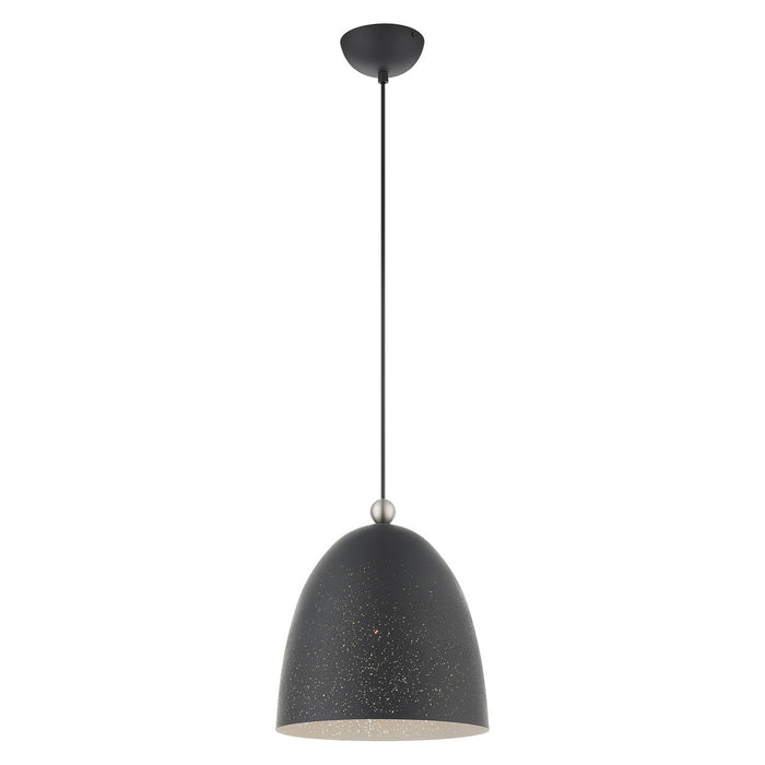One Light Pendant from the Arlington collection in Scandinavian Gray with Brushed Nickel Accents finish