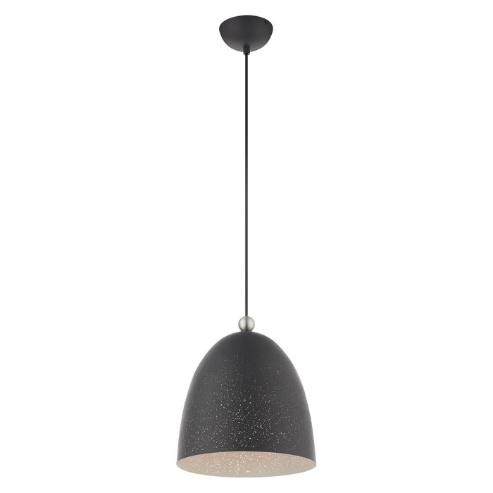 One Light Pendant from the Arlington collection in Scandinavian Gray with Brushed Nickel Accents finish