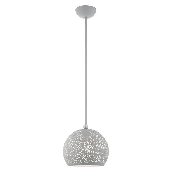 One Light Pendant from the Charlton collection in Nordic Gray with Brushed Nickel Accents finish