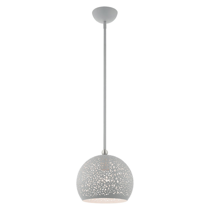 One Light Pendant from the Charlton collection in Nordic Gray with Brushed Nickel Accents finish