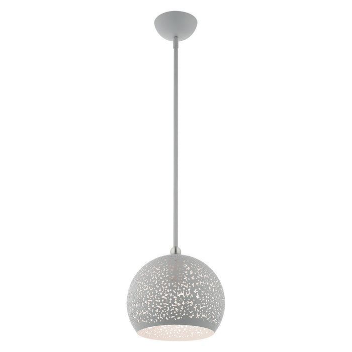 One Light Pendant from the Charlton collection in Nordic Gray with Brushed Nickel Accents finish